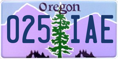 OR license plate 025IAE
