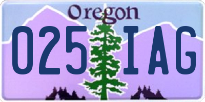 OR license plate 025IAG