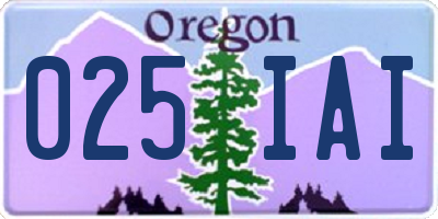 OR license plate 025IAI