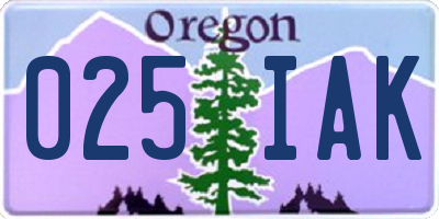 OR license plate 025IAK