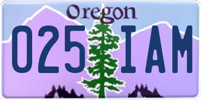 OR license plate 025IAM