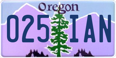 OR license plate 025IAN