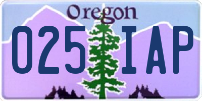 OR license plate 025IAP