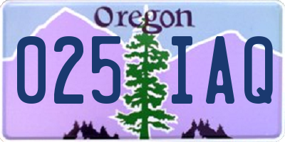 OR license plate 025IAQ