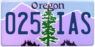 OR license plate 025IAS