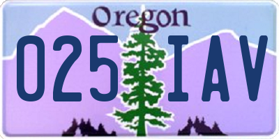 OR license plate 025IAV