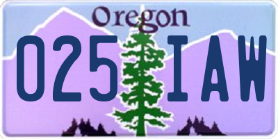 OR license plate 025IAW