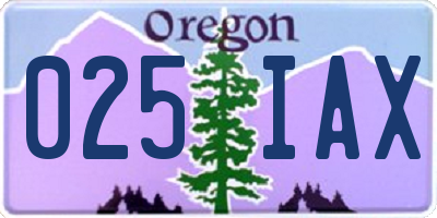 OR license plate 025IAX