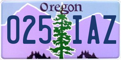 OR license plate 025IAZ