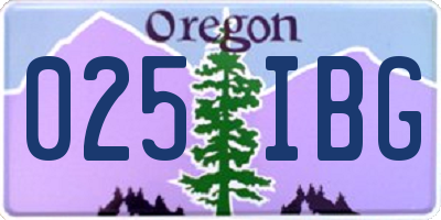 OR license plate 025IBG