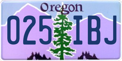 OR license plate 025IBJ