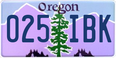 OR license plate 025IBK