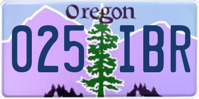 OR license plate 025IBR