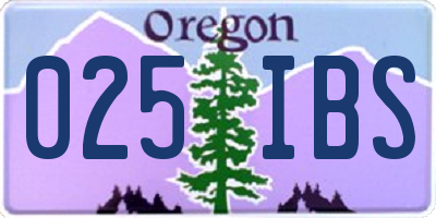 OR license plate 025IBS