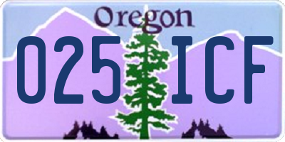 OR license plate 025ICF