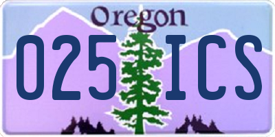 OR license plate 025ICS