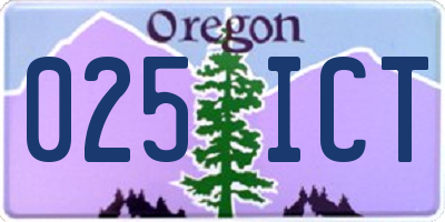 OR license plate 025ICT