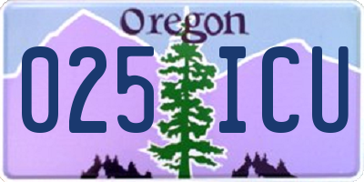 OR license plate 025ICU