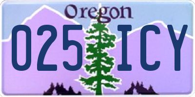 OR license plate 025ICY