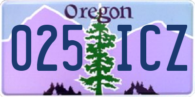 OR license plate 025ICZ