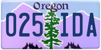 OR license plate 025IDA