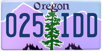 OR license plate 025IDD