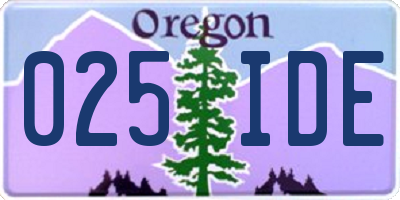 OR license plate 025IDE