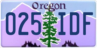 OR license plate 025IDF