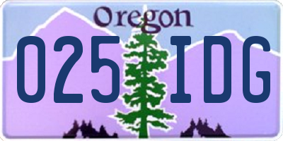 OR license plate 025IDG