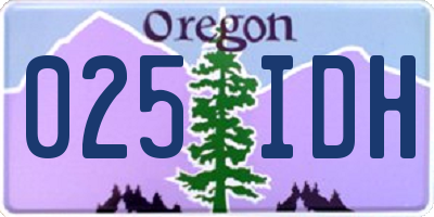 OR license plate 025IDH