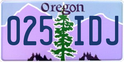 OR license plate 025IDJ