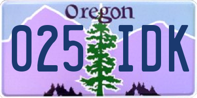 OR license plate 025IDK