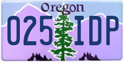 OR license plate 025IDP