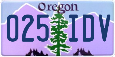 OR license plate 025IDV