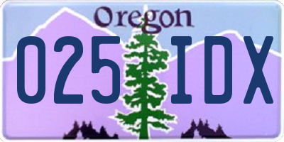 OR license plate 025IDX