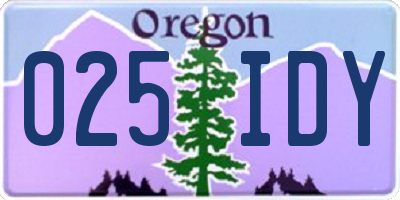 OR license plate 025IDY