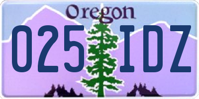 OR license plate 025IDZ