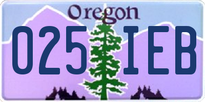 OR license plate 025IEB