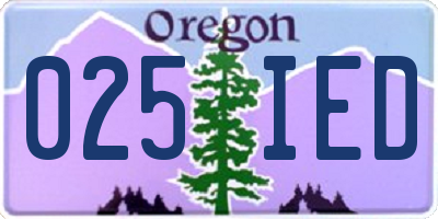 OR license plate 025IED