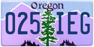 OR license plate 025IEG
