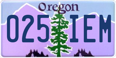 OR license plate 025IEM
