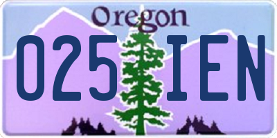OR license plate 025IEN