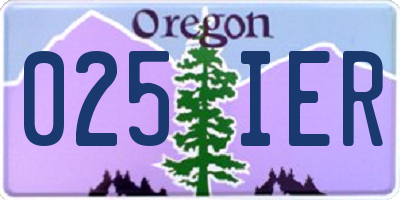OR license plate 025IER