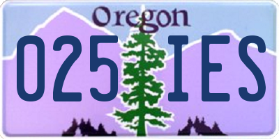 OR license plate 025IES