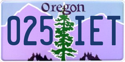 OR license plate 025IET