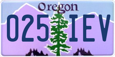 OR license plate 025IEV