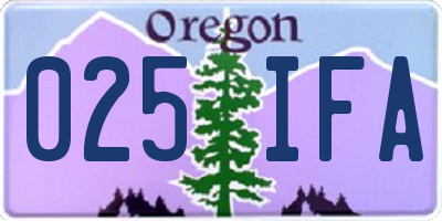 OR license plate 025IFA