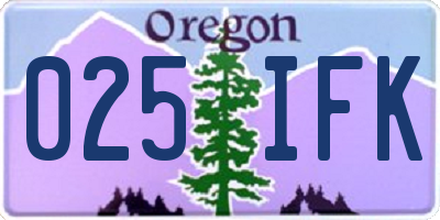 OR license plate 025IFK