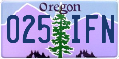 OR license plate 025IFN