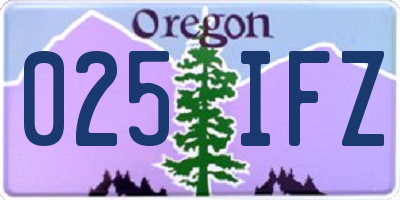 OR license plate 025IFZ
